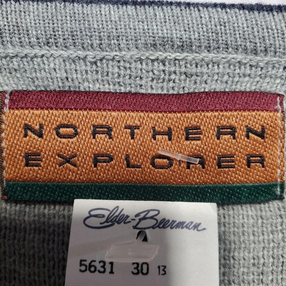 NWT Northern Explorer Sweater Mens‎ XL Gray Cotton V-Neck Knit Pullover Classic